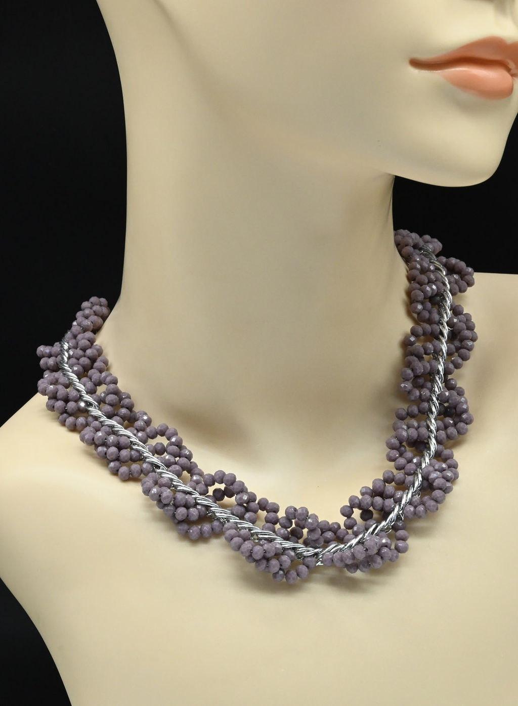 Колье и браслет из циркона с цепью цв.крем, 44см, 22см - Радуга камня фото 9