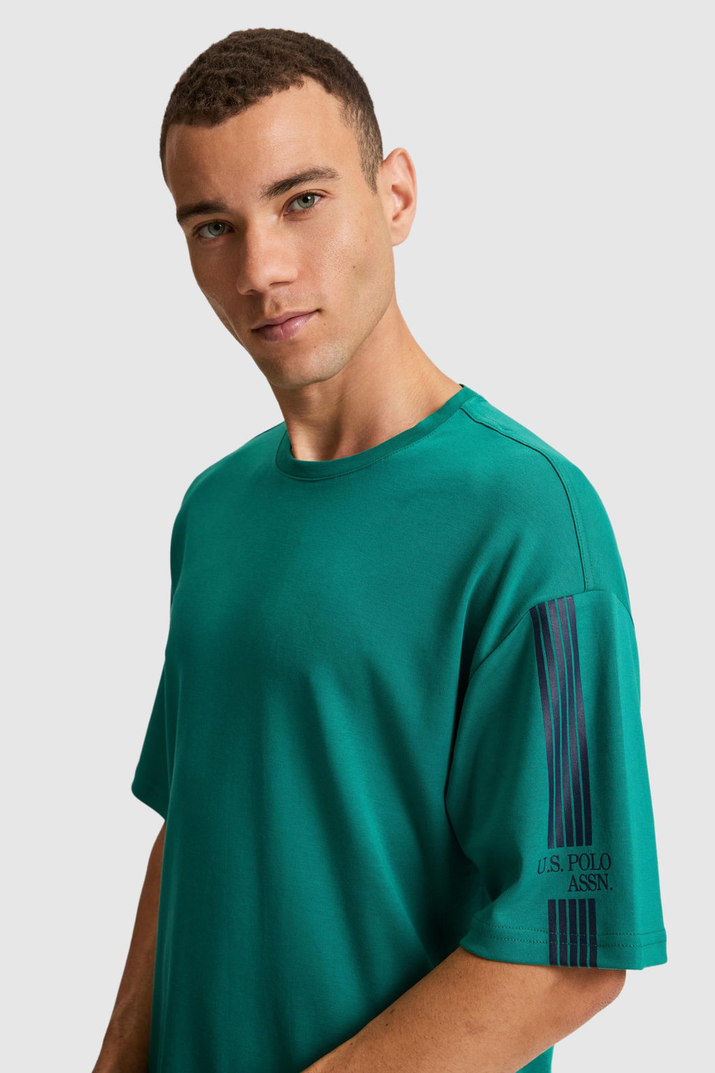 Erkek Koyu Ye_il Comfort Fit Bisiklet Yaka Ti__rt