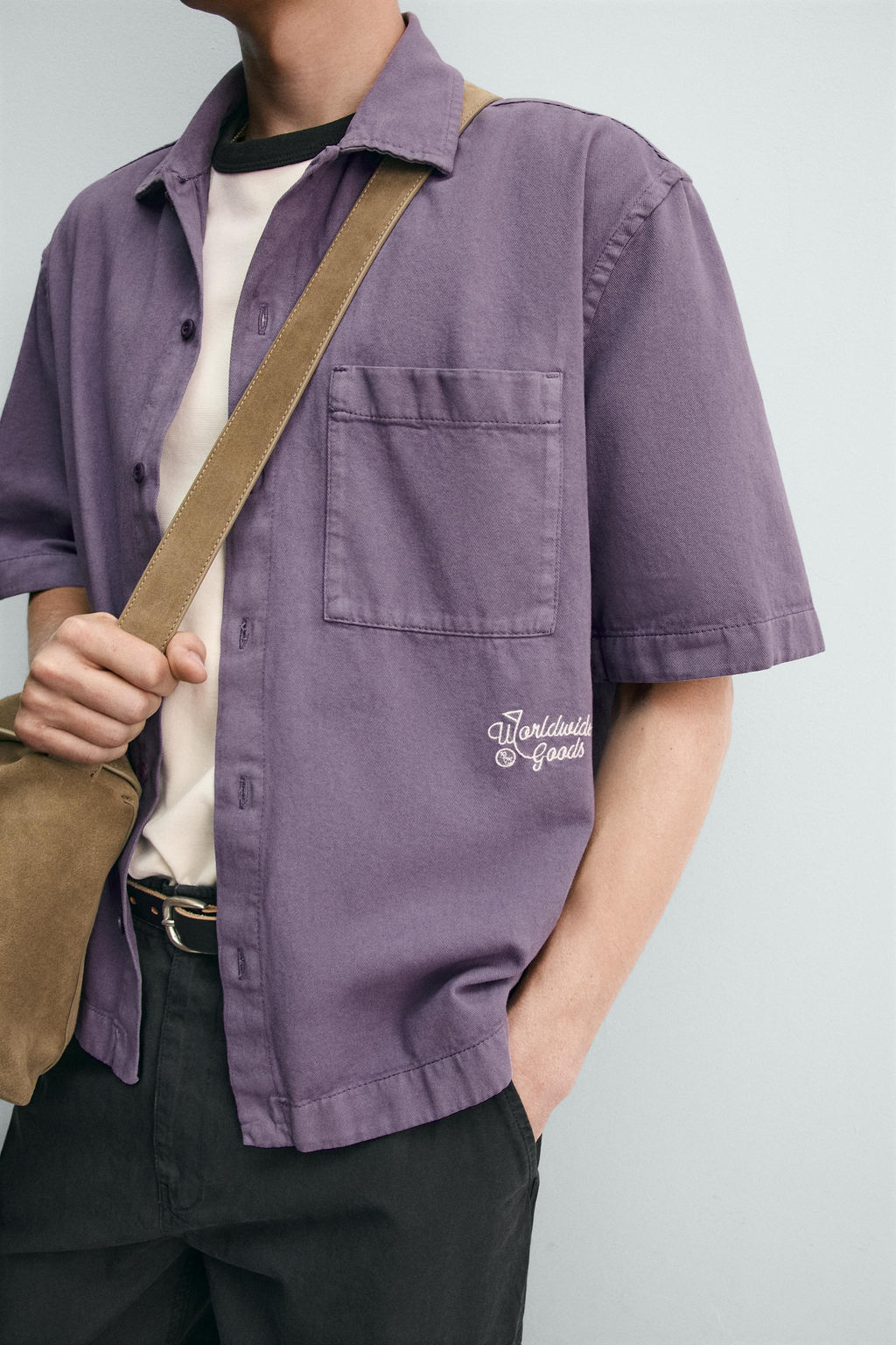 SOBRECAMISA ESTRUCTURA BORDADO / Morado - Zara фото 6