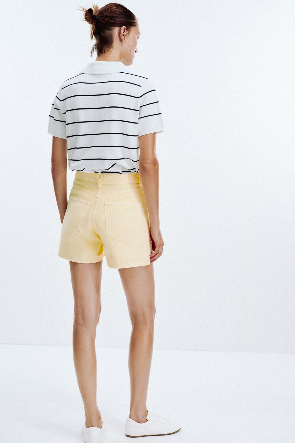 Z1975 HIGH-WAIST CROSSOVER WAIST DENIM SHORTS - Zara фото 9