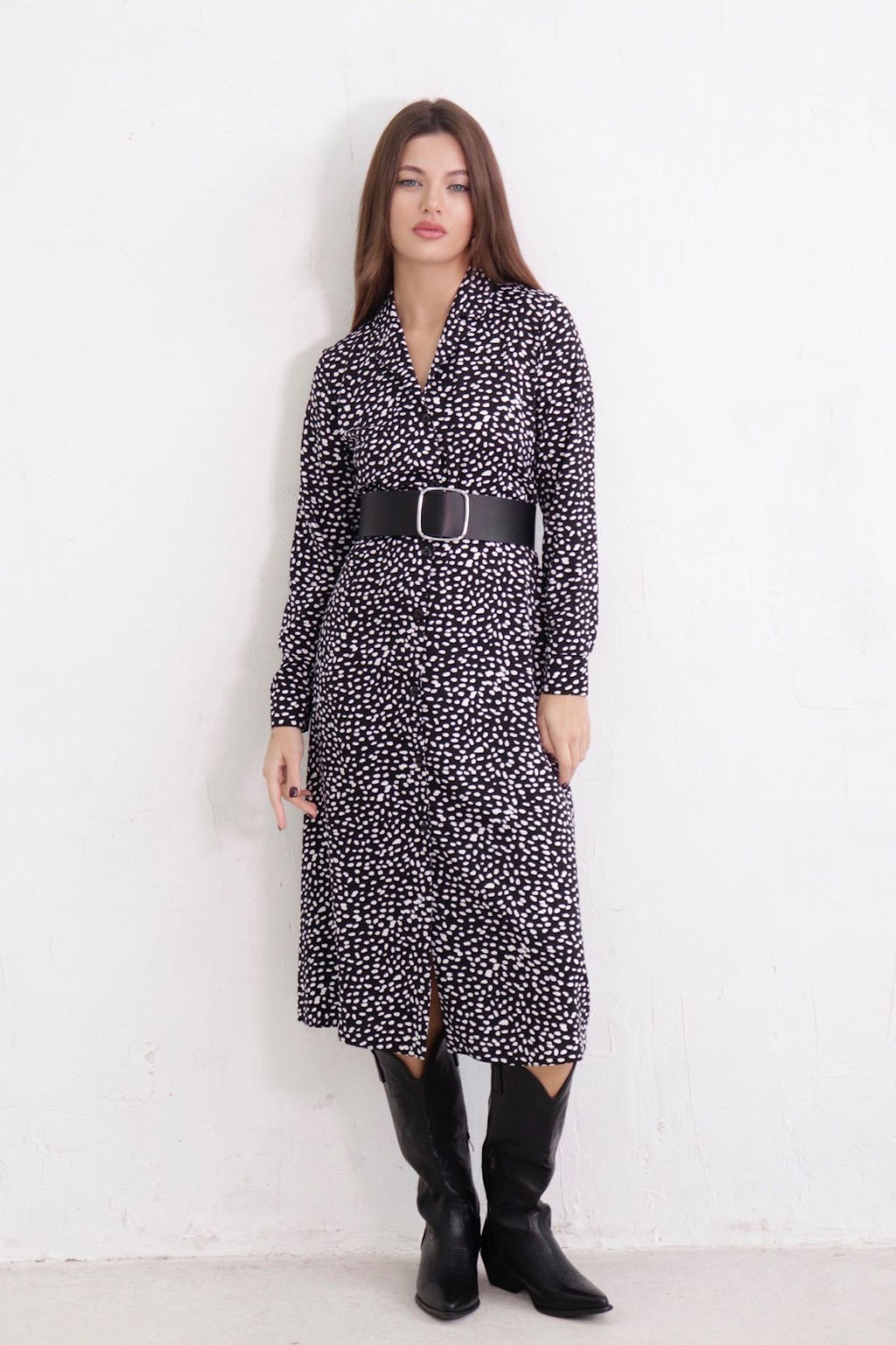 Платье-рубашка с английским воротником принт - Martichelli фото 82