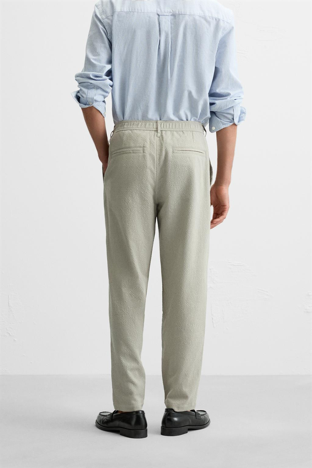 TEXTURED PLEATED TROUSERS - Zara фото 21