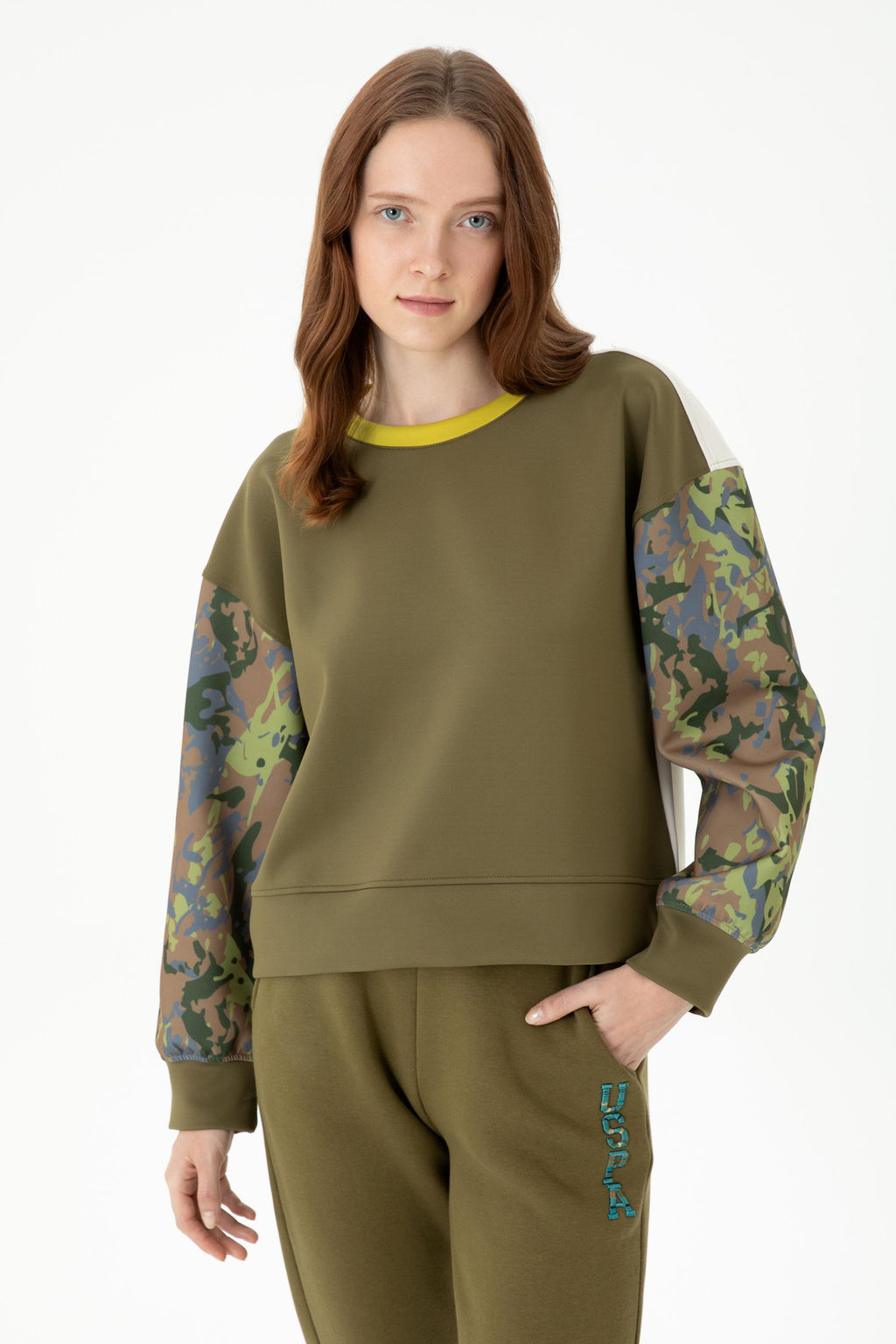 Женский свитшот цвета хаки - U.s. polo assn фото 18
