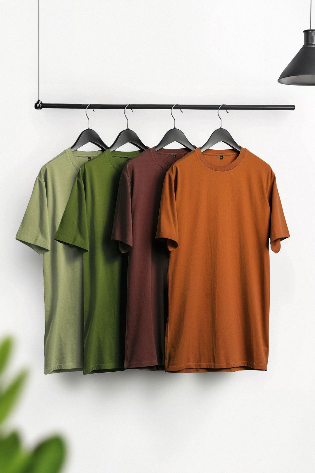 Trendyolmilla Man Kahverengi-Haki-Turuncu-Ac?k Yesil Slim/Dar Kesim 4lu Basic %100 Pamuklu T-Shirt TMNSS24TS00262  фото 2