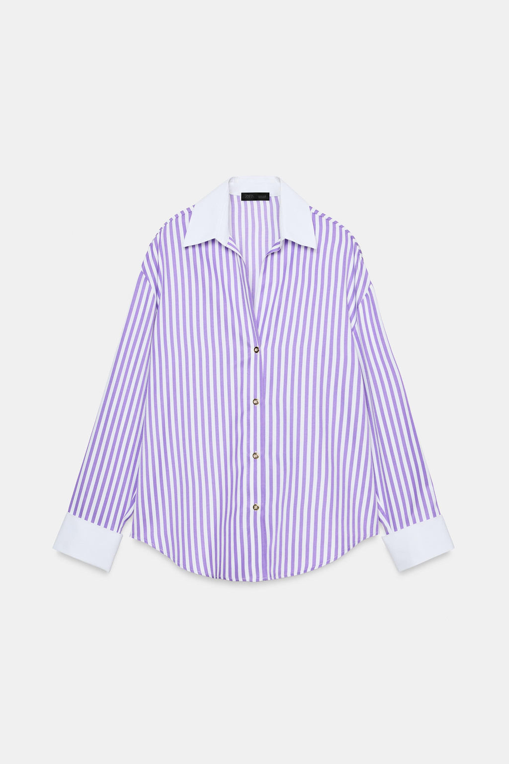 CAMISA POPEL?N RAYAS / Lila / Blanco - Zara фото 8