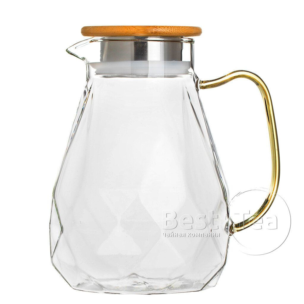 Кувшин Бриллиант, стекло 1700 мл, грани/желтая ручка - Fujian Province Guang Fu Tea фото 2