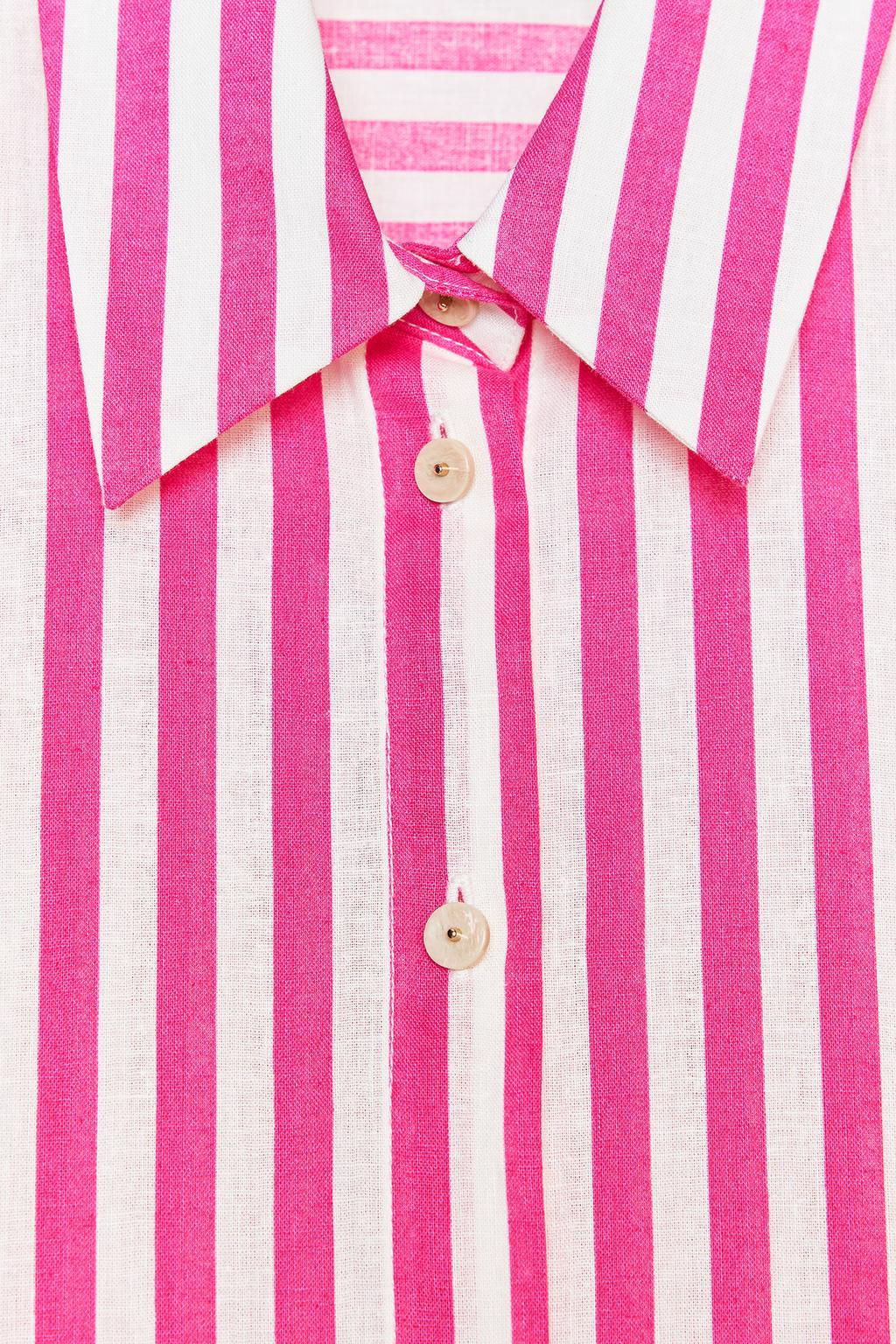 STRIPED LINEN BLEND SHIRT - Zara фото 7