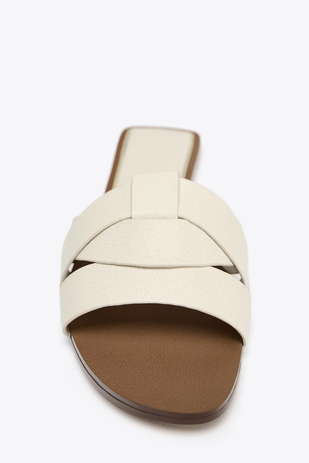 CROSS-STRAP FLAT LEATHER SANDALS - Zara фото 27