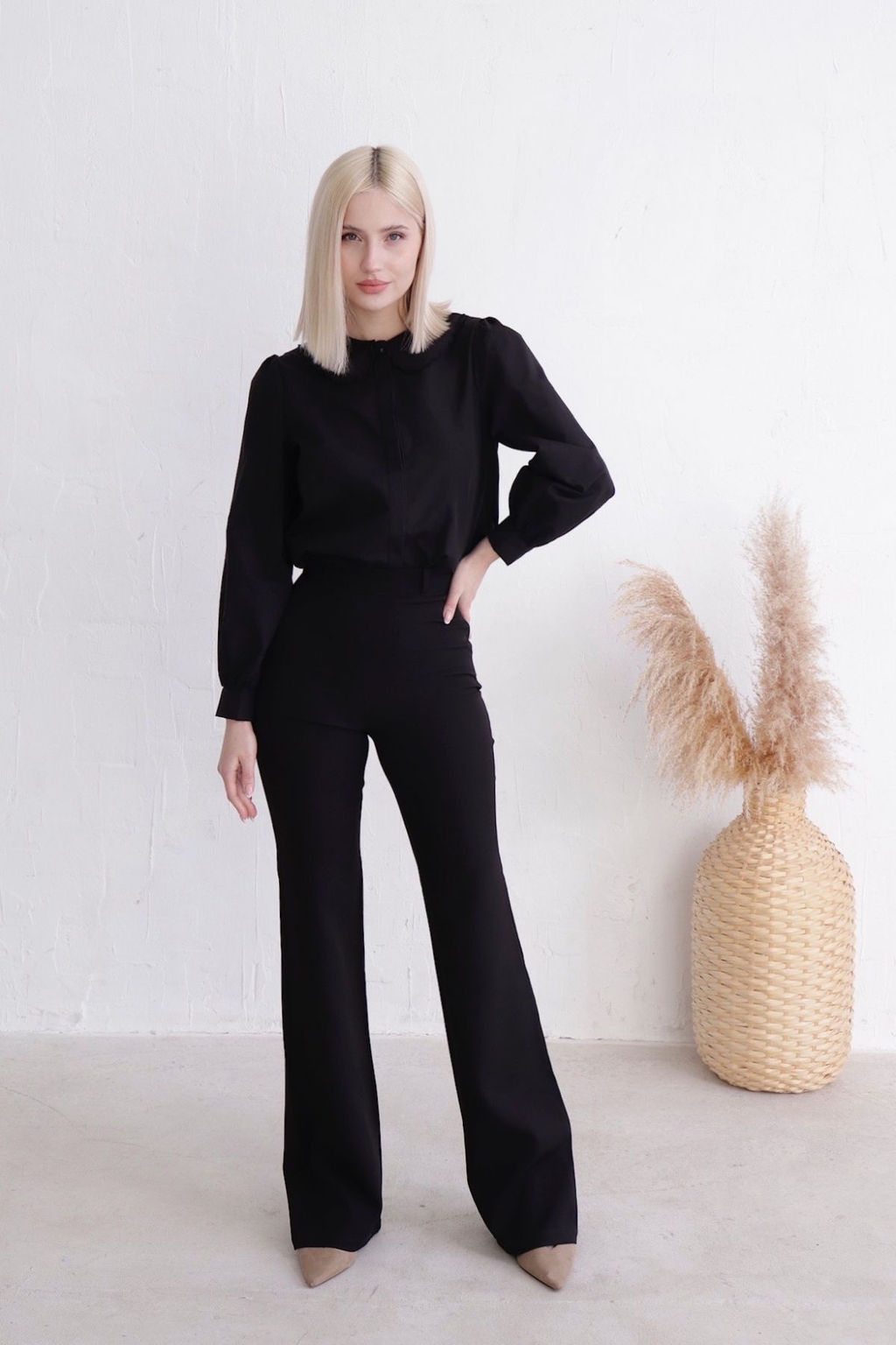 Блуза с отложным воротником чёрная - Martichelli фото 8