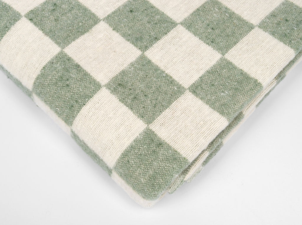 Одеяло байковое 140*205 клетка цв. оливковый (Россия ВВТ)