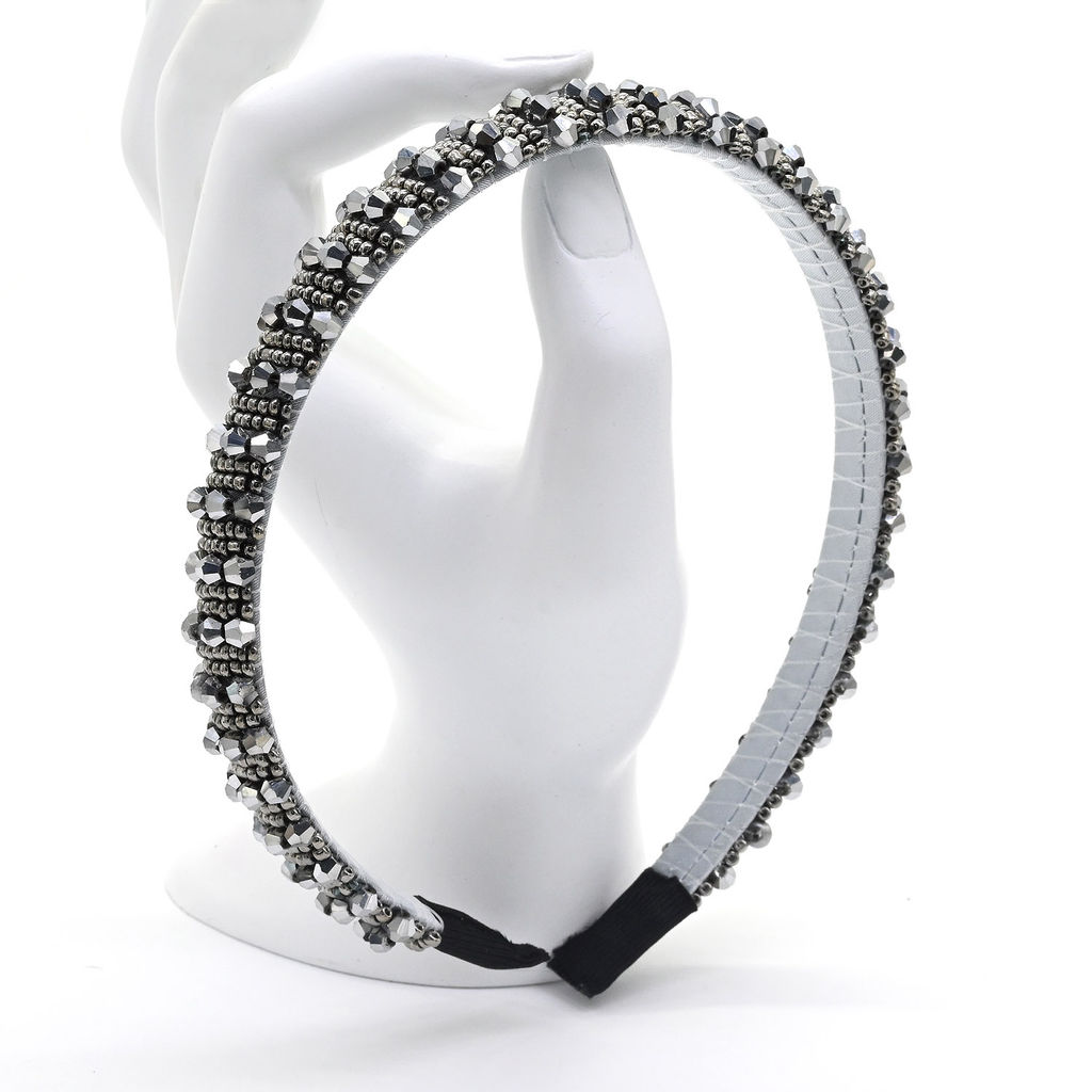 Ободок для волос с цирконом, цвет серебристый