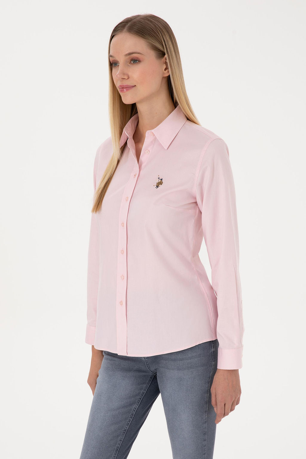 Kad_n A__k Pembe Uzun Kollu Basic G_mlek - U.s. polo assn фото 3