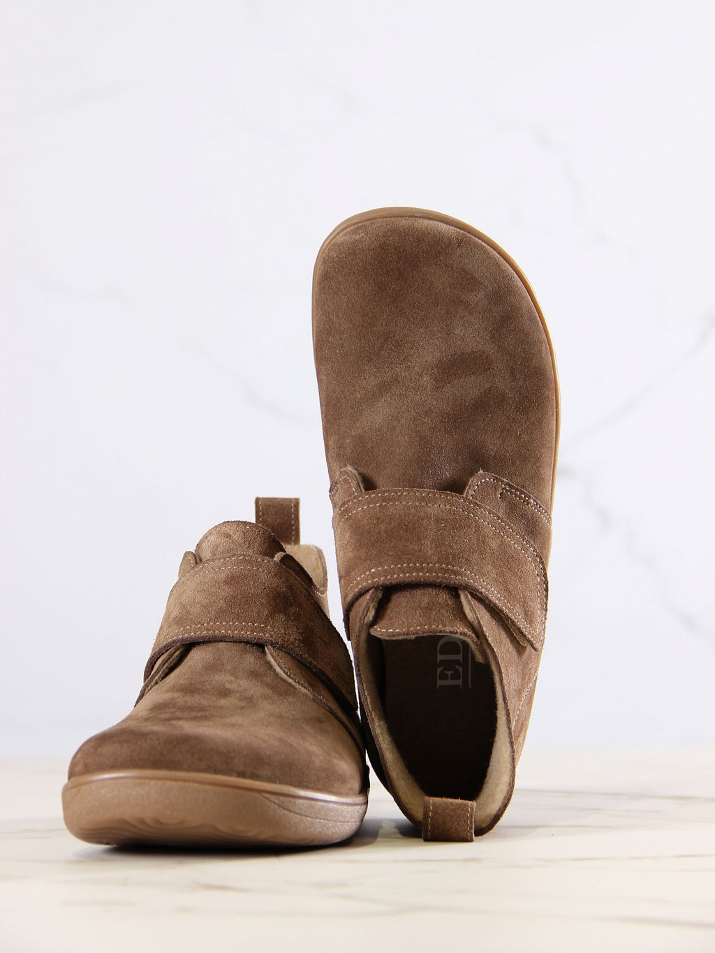 Босоногие ботинки 209.NATAbr.Серо-коричневая замша/мех