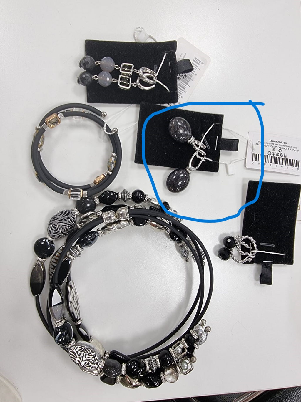 Серьги 22ak7072 черный серебро