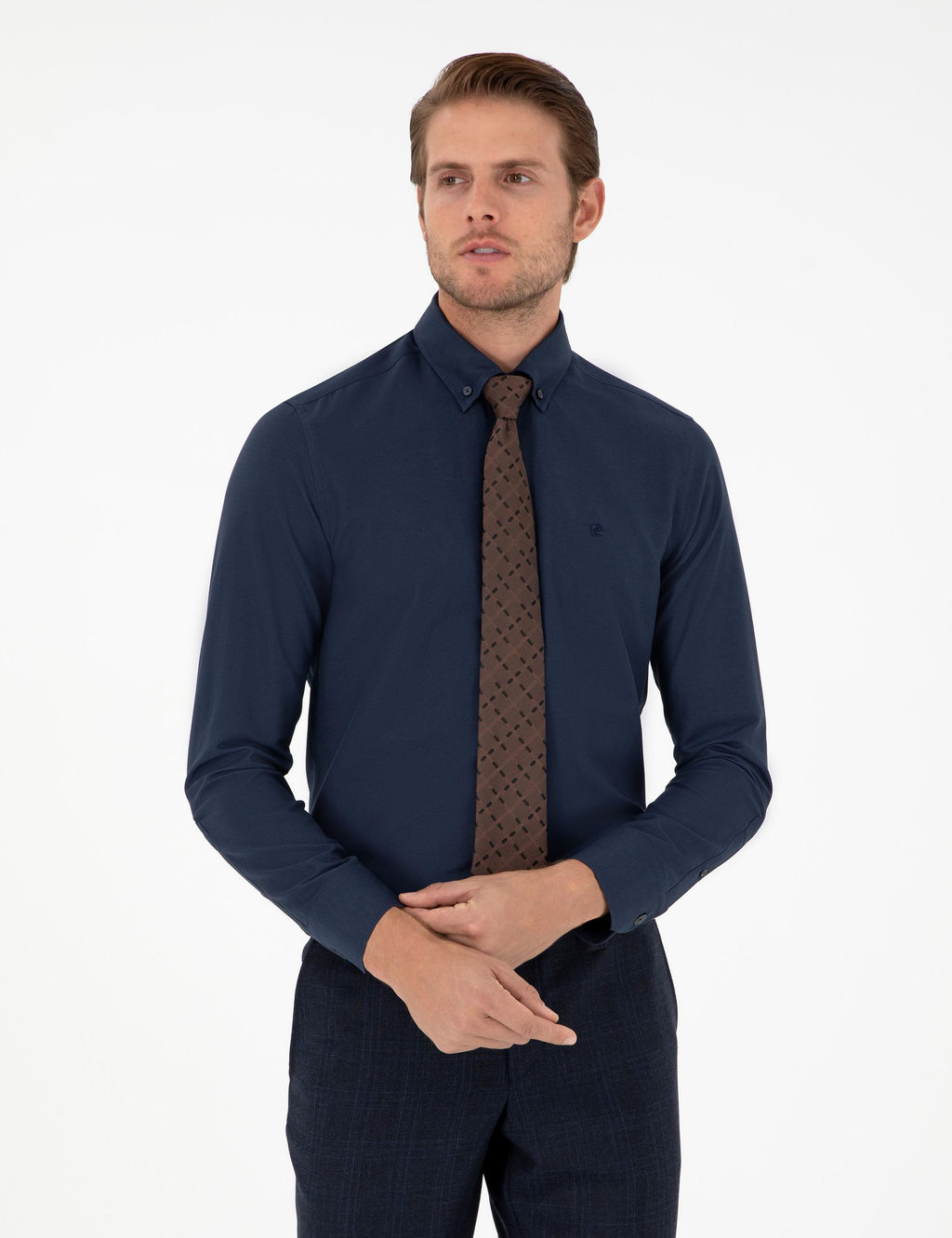 Lacivert Slim Fit Uzun Kollu G_mlek