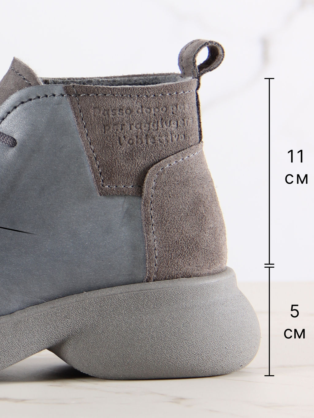 Ботинки EDART 305.927gr. Серая вакса+серый замок замша/мех фото 7