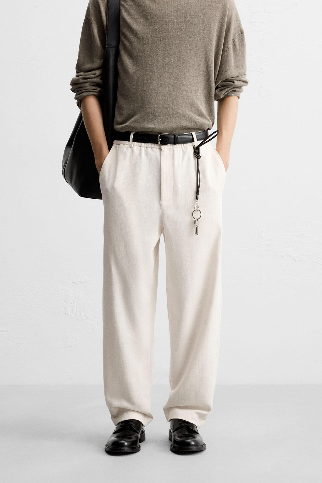 TEXTURED REGULAR FIT TROUSERS - Zara фото 32