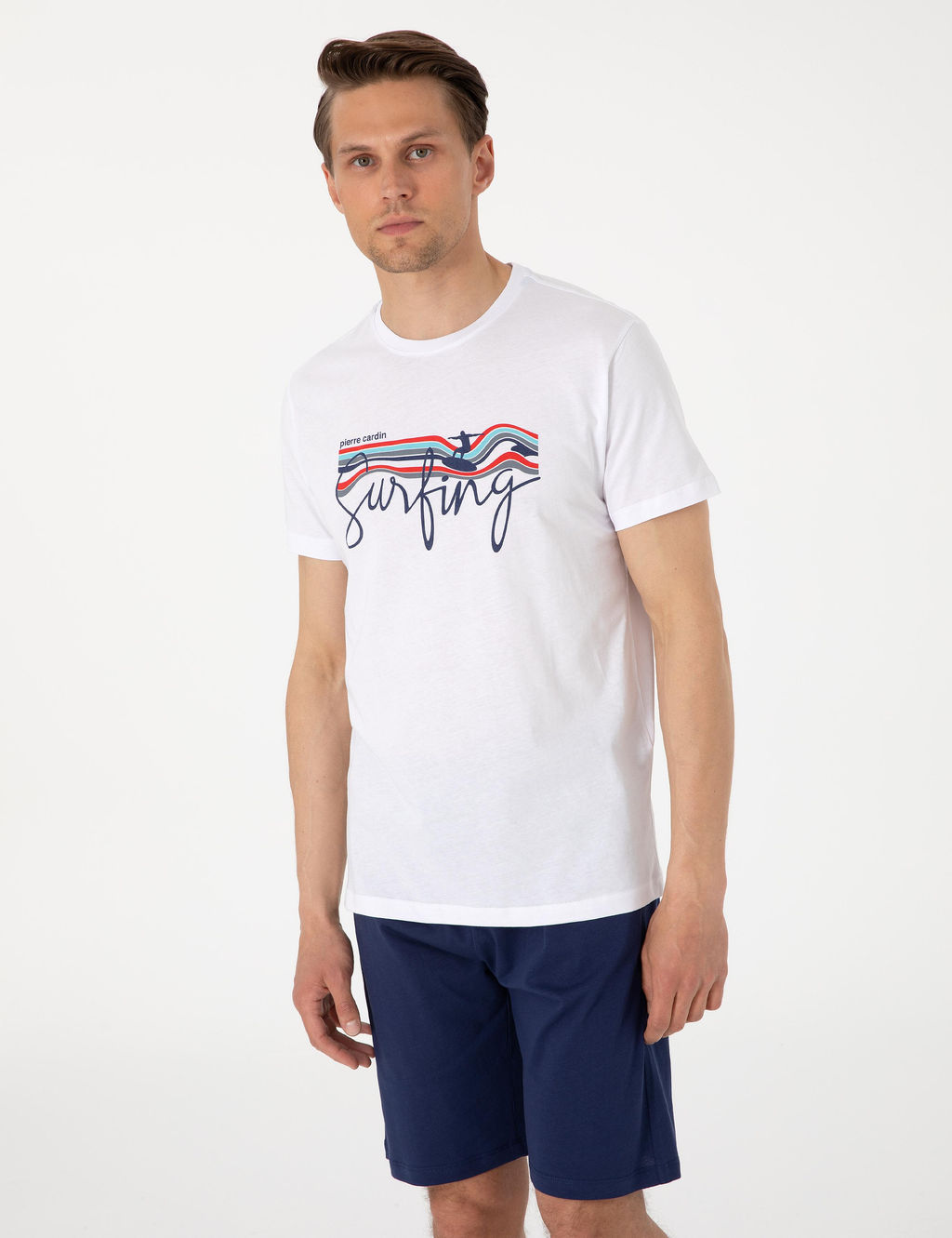 Beyaz K_sakol _ortlu Pijama Tak_m_ - Pierre cardin фото 3