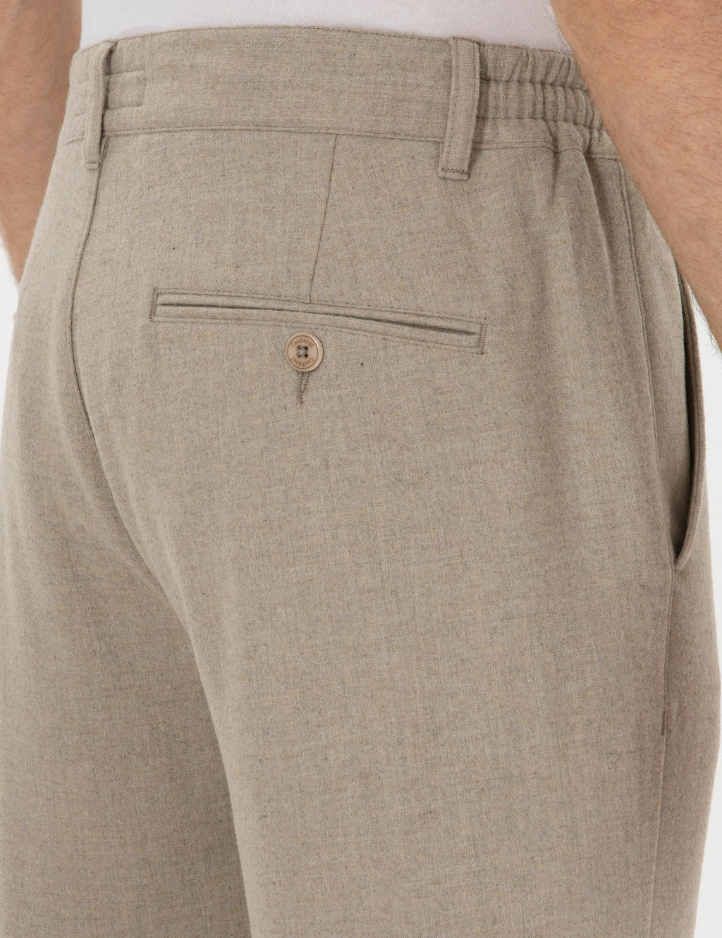 Bej Slim Fit Y_n Kar___ml_ Kanvas Pantolon - Cacharel фото 6