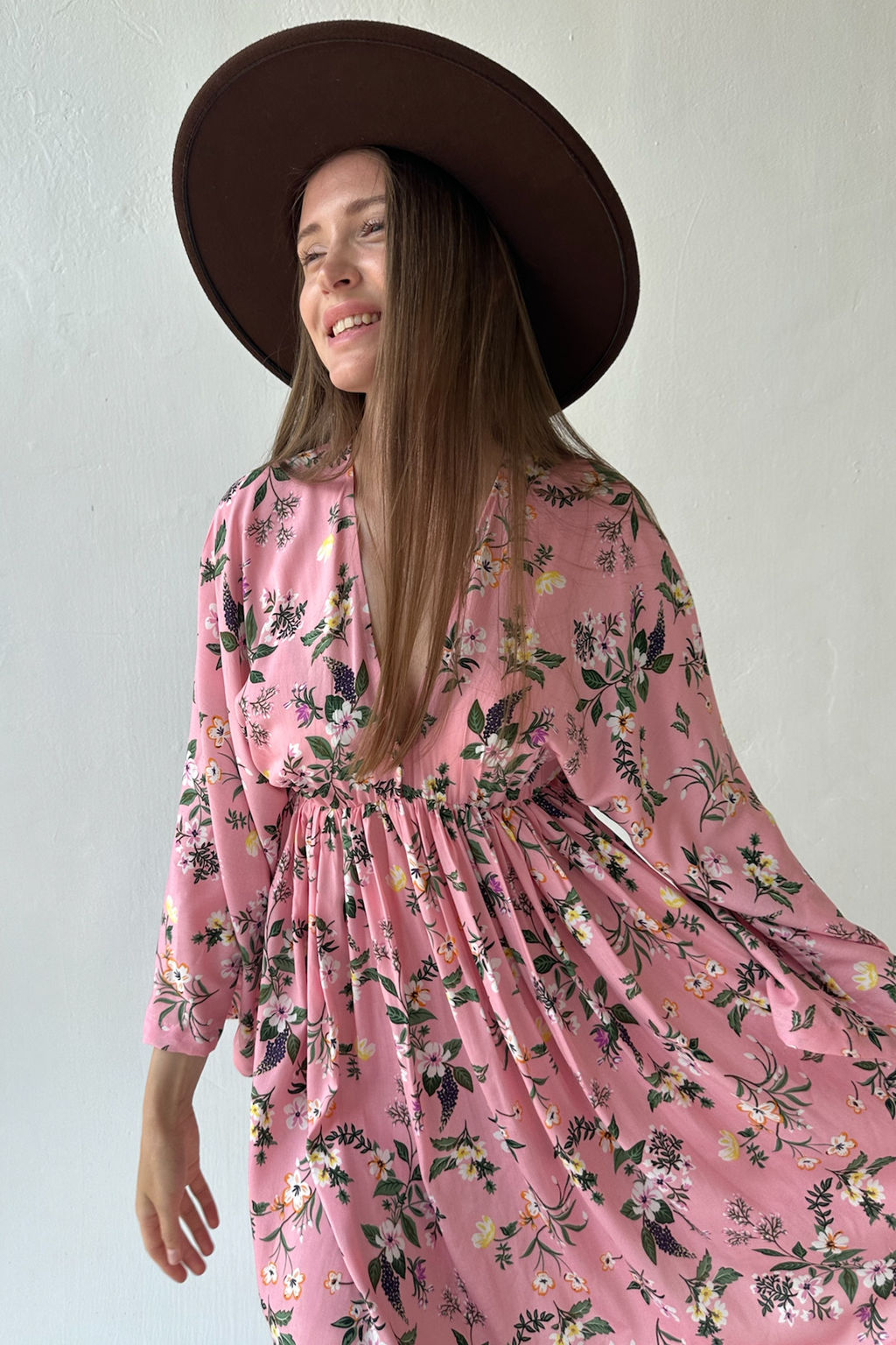 Платье женское FLOWER030/09/Розовый, зеленый - M&G all natural фото 4