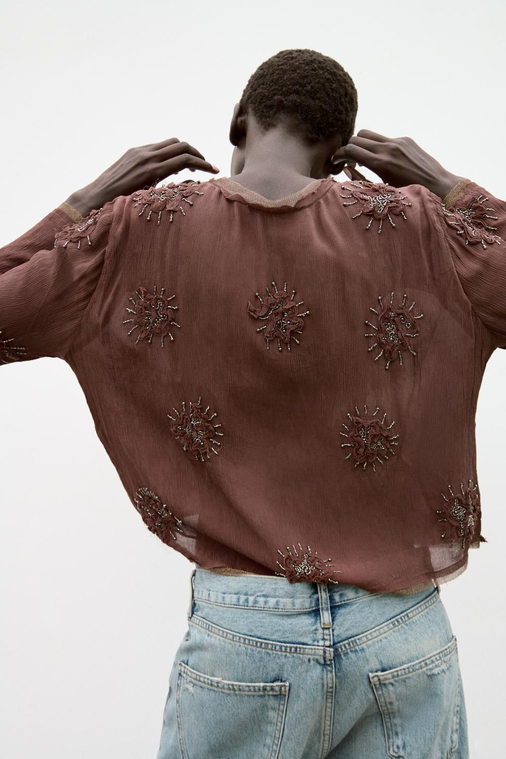 SHORT BEADED JACKET WITH EMBROIDERY - Zara фото 5