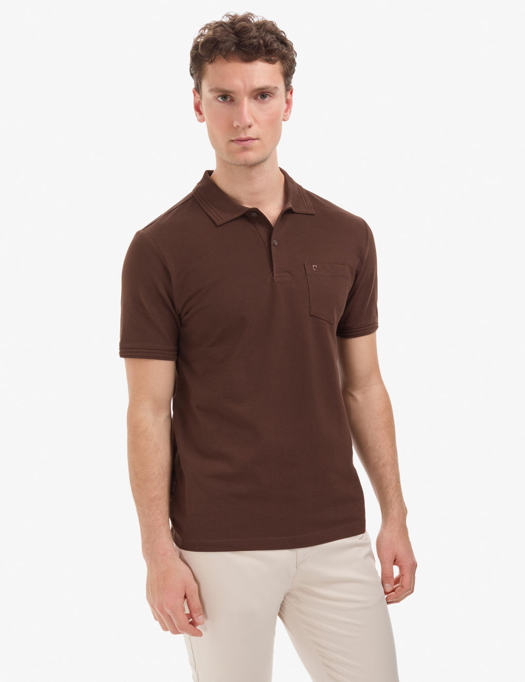 Koyu Kahverengi Regular Fit %100 Pamuk K_vr_lmaz Polo Yaka Basic Ti__rt