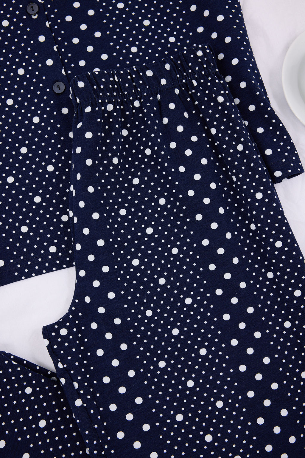 Lacivert Pamuklu Likral? Puantiyeli Orme Pijama Tak?m? THMSS26PT00022 - Trendyolmilla фото 14