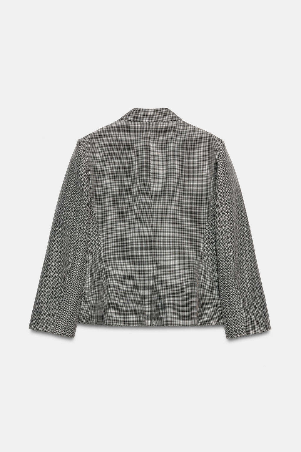 BLAZER CUADROS ZW COLLECTION / Negro / Crudo