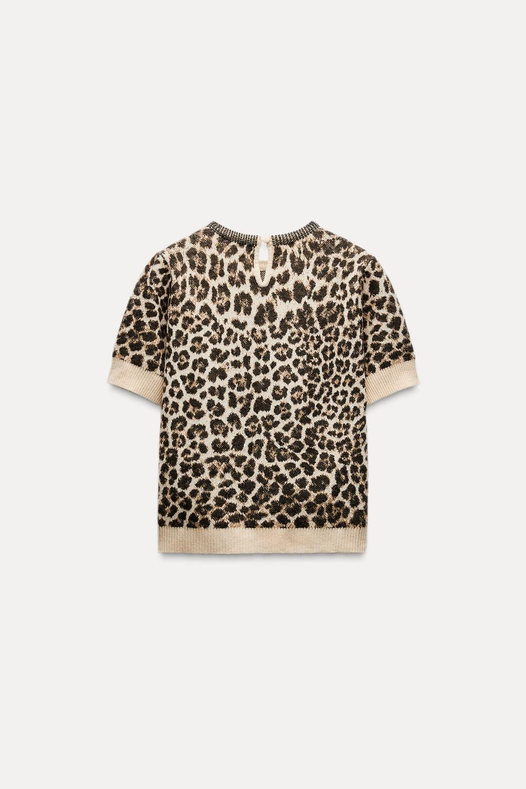 ANIMAL JACQUARD KNIT TOP WITH JEWEL NECKLINE - Zara фото 2
