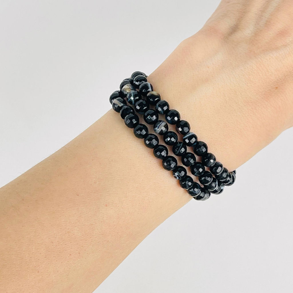 Бусины для украшений из полосатого Агата (78 бусин) 39 см