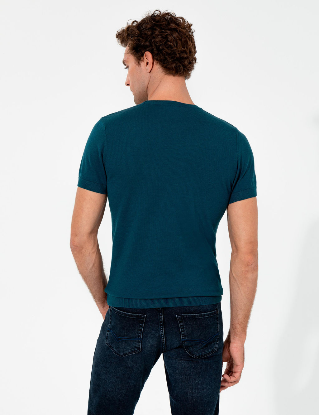 Petrol Slim Fit Bisiklet Yaka Triko T-Shirt - Cacharel фото 5