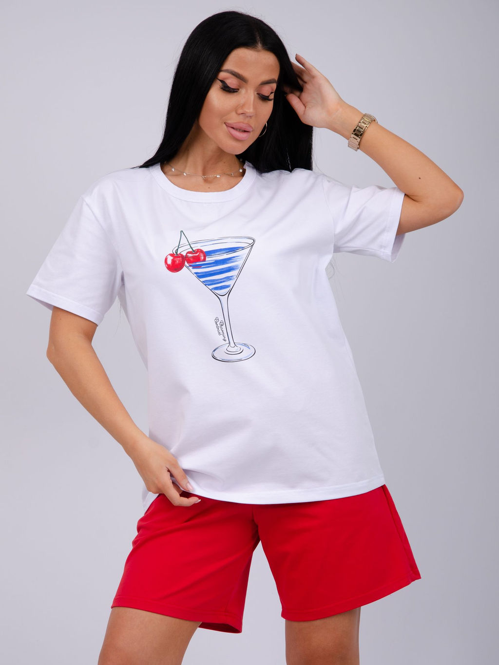 Костюм Марина красный, трикотаж - Малина фото 2