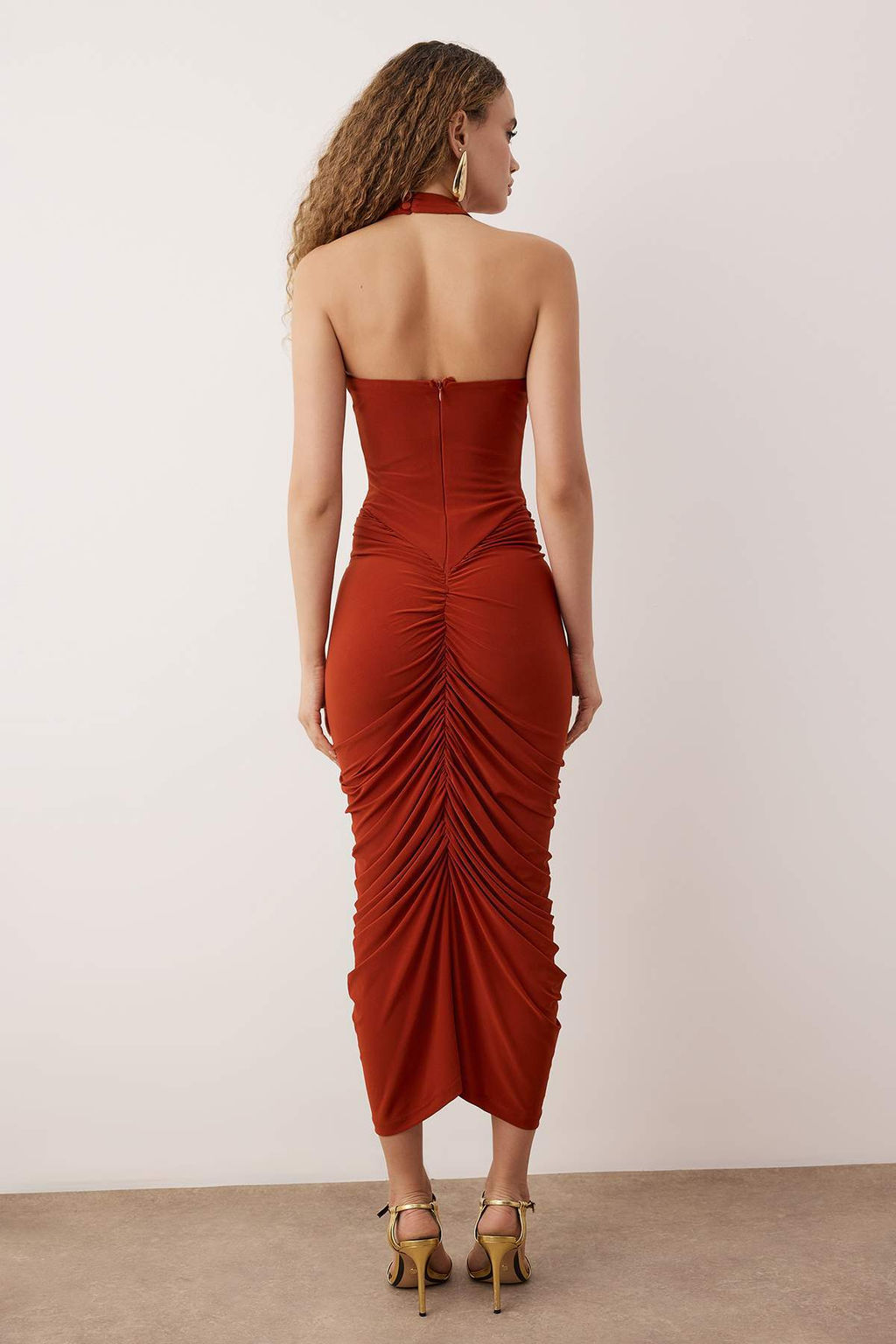 Koyu Tarc?n Buzgulu Midi Kokteyl Elbise TPRAW26EL00077/Tarc?n - Trendyolmilla фото 4