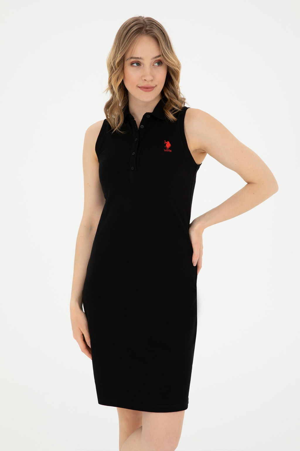 Женское черное трикотажное платье - U.s. polo assn фото 10