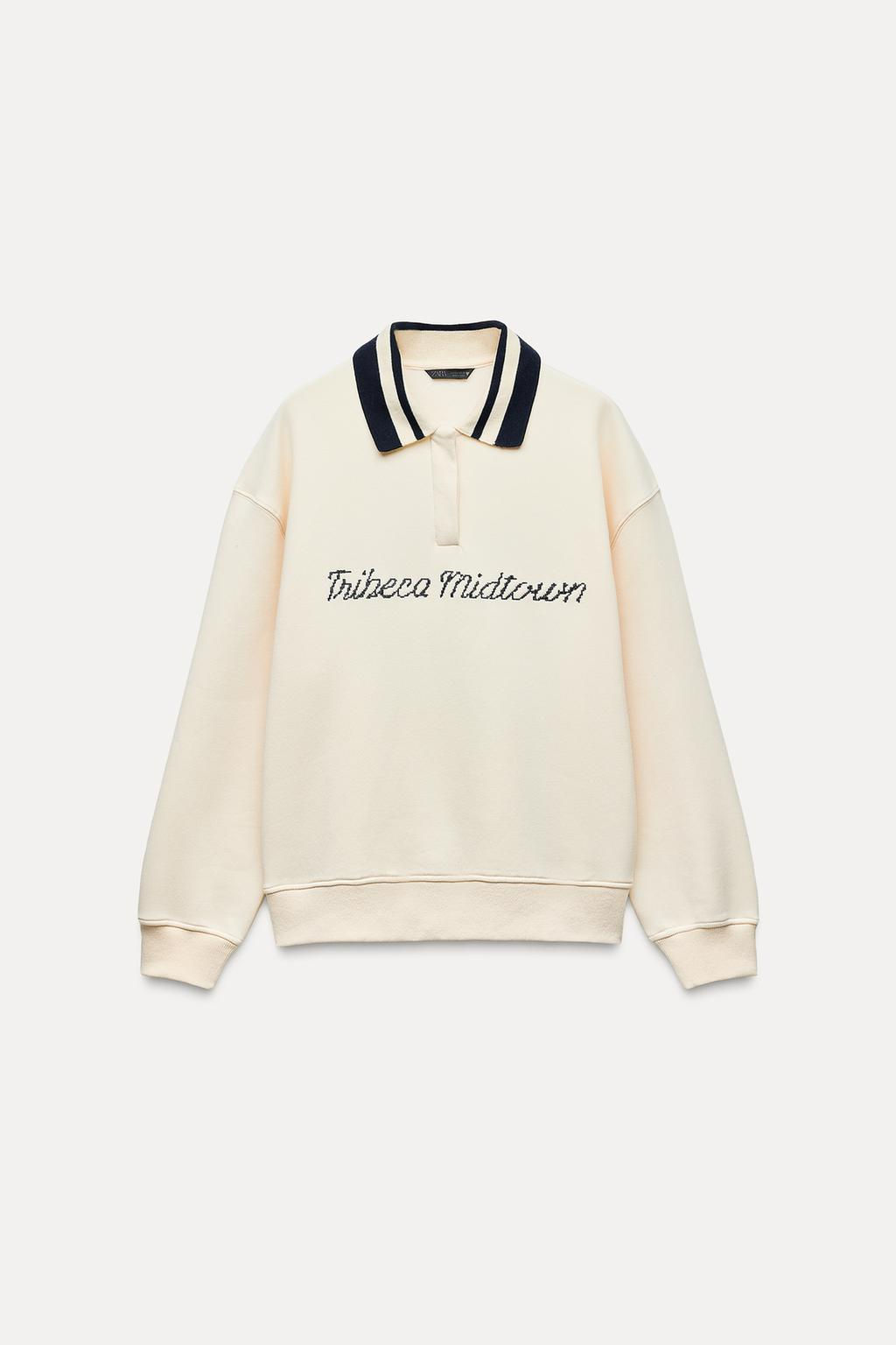 POLO COLLAR SWEATSHIRT WITH SLOGAN - Zara фото 4