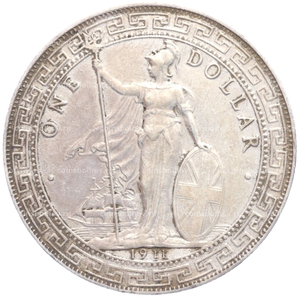 Монета 1 доллар 1911 года Великобритания Торговый доллар