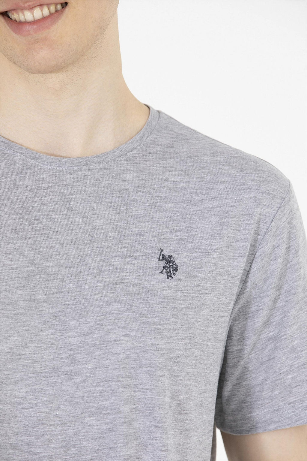U. S. Polo Assn Мужская серая меланжевая базовая футболка с круглым вырезом - U.s. polo assn фото 14