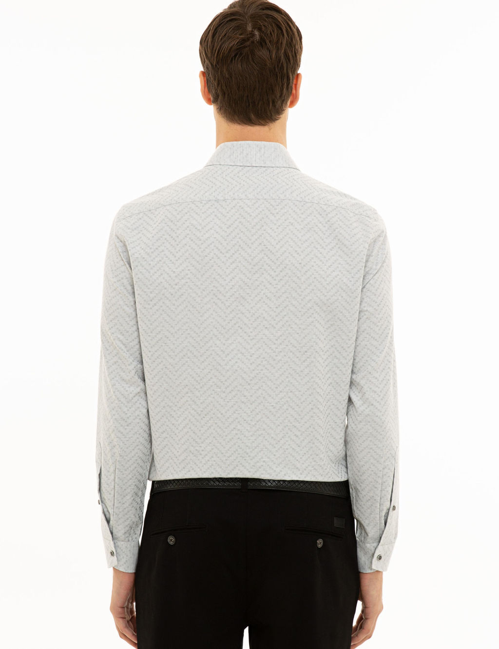 Светло-серая приталенная рубашка с длинным рукавом - Cacharel фото 9