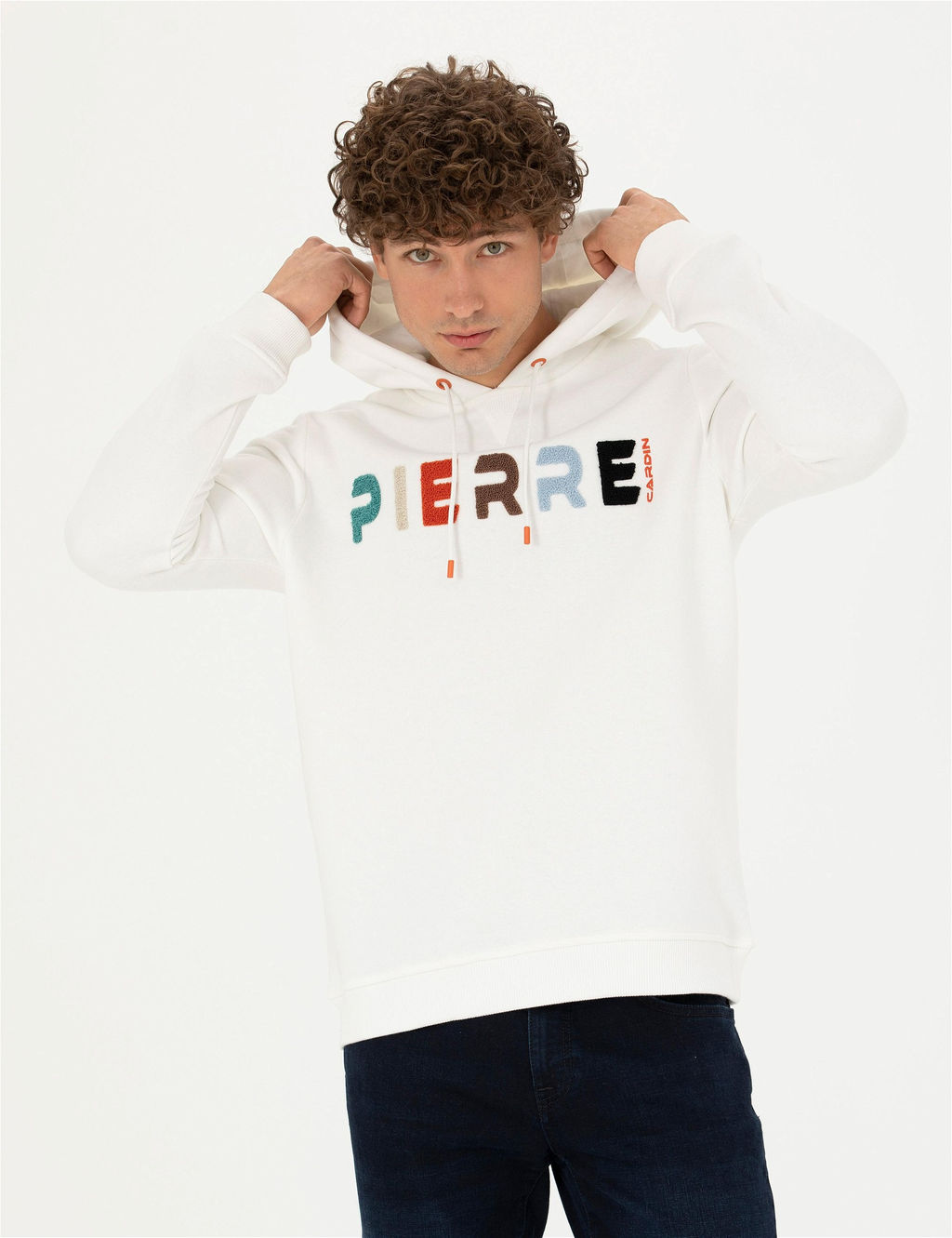 Beyaz Regular Fit Kap__onlu Sweatshirt