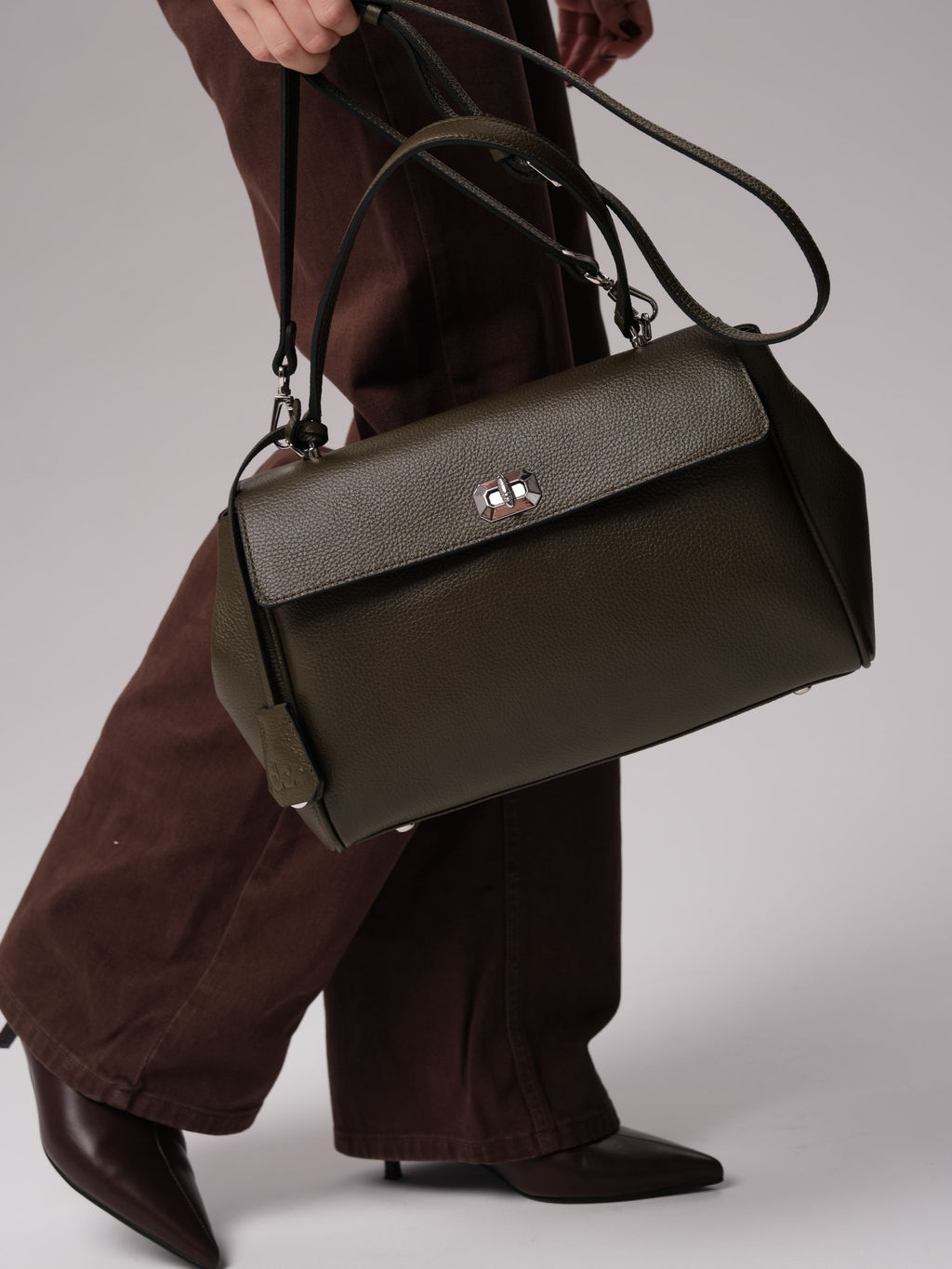 Кожаная сумка Nadi DBR 31356 олива  фото 11