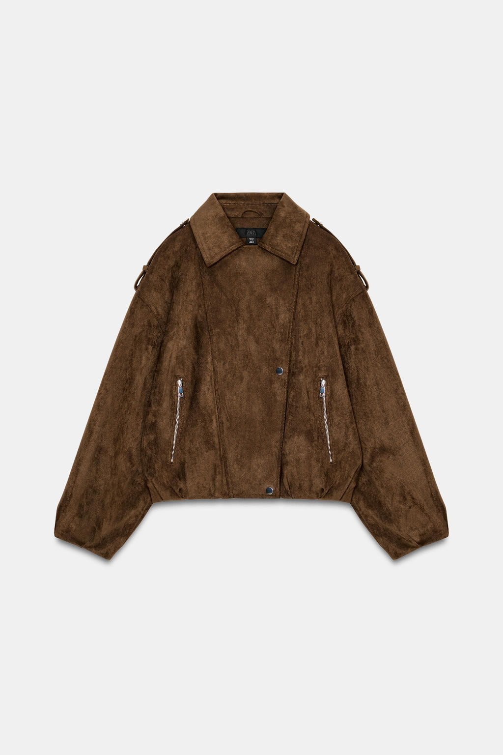 OVERSIZE FAUX SUEDE BIKER JACKET - Zara фото 16