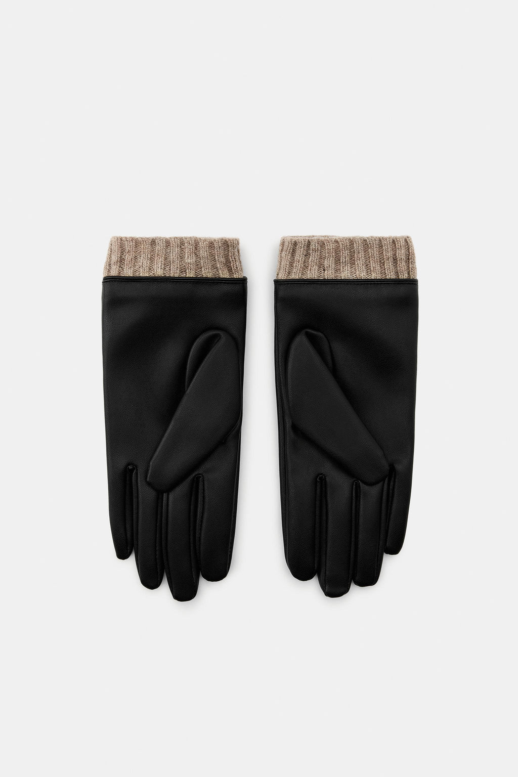 GUANTES EFECTO PIEL CON LANA / Negro - Zara фото 3