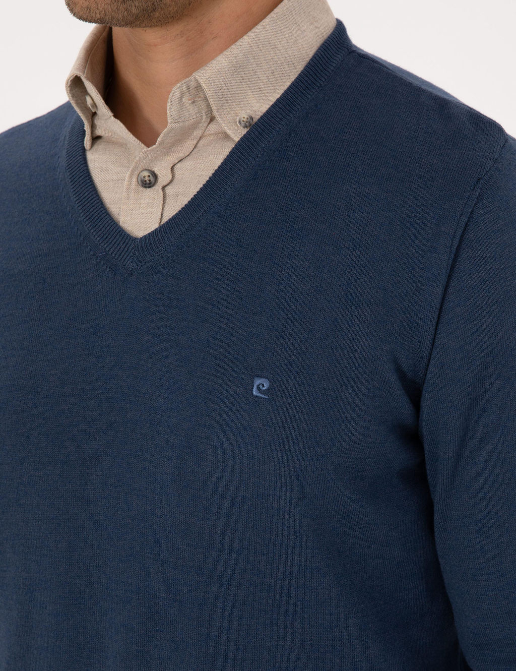 _ndigo Melanj Slim Fit V Yaka Basic Triko Kazak - Pierre cardin фото 7