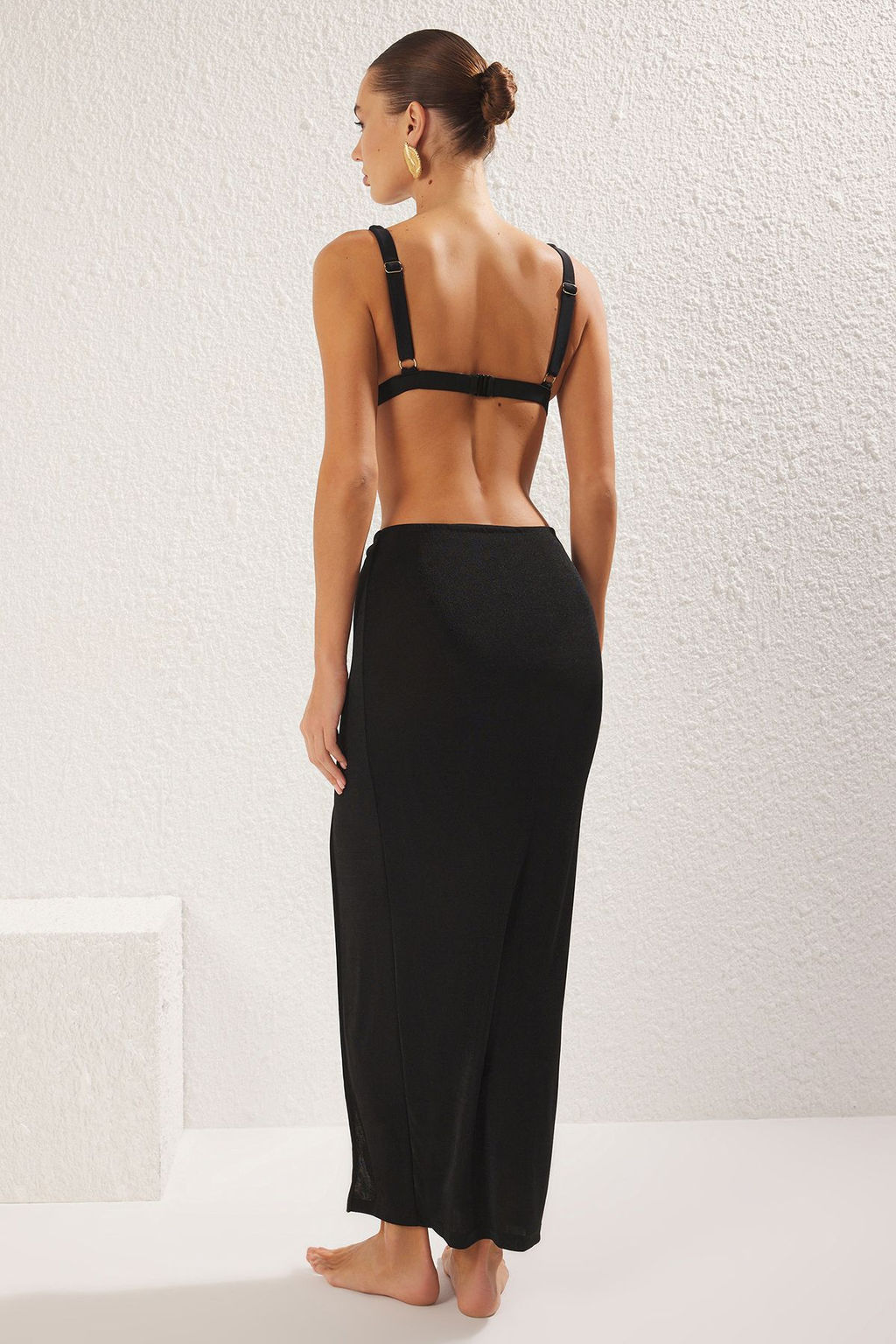 Siyah Orme Aksesuar Detayl? Maxi Plaj Etek TBESS25ET00000