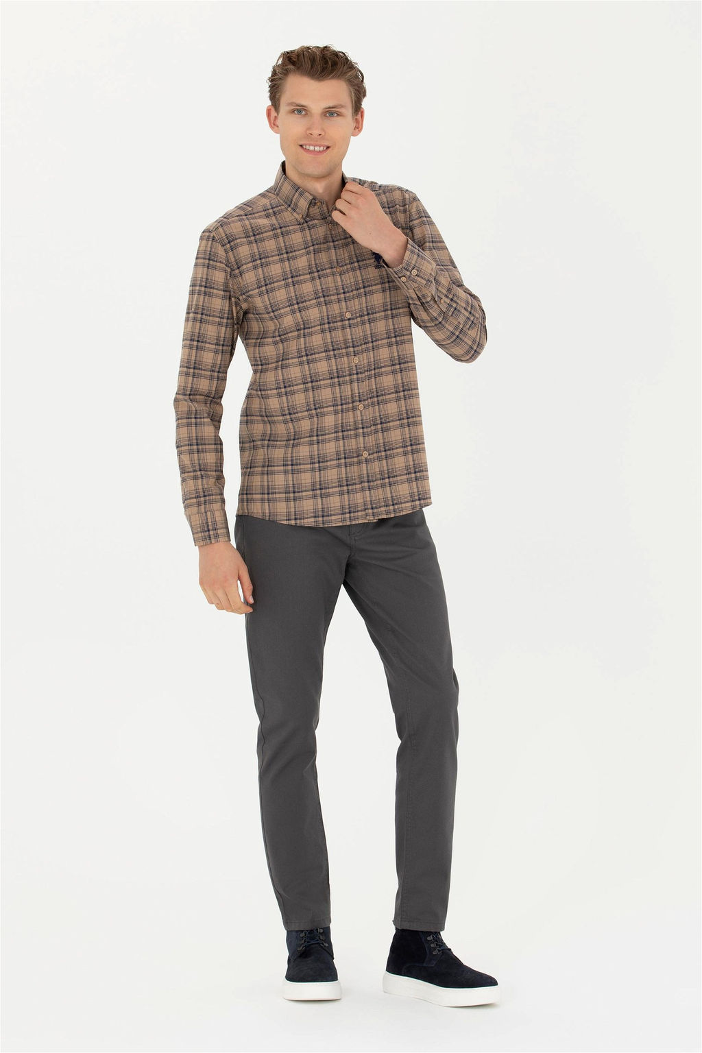 Мужские брюки из плотной ткани антрацитового цвета - U.s. polo assn фото 3