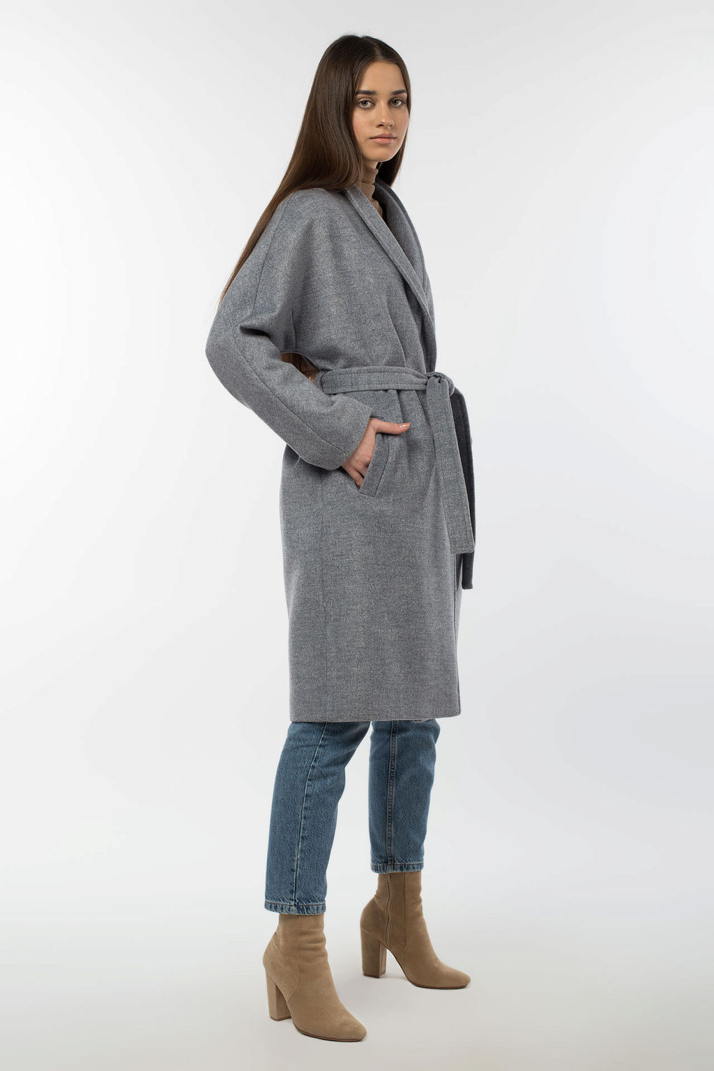 Пальто женское демисезонное (пояс) - El podio фото 5