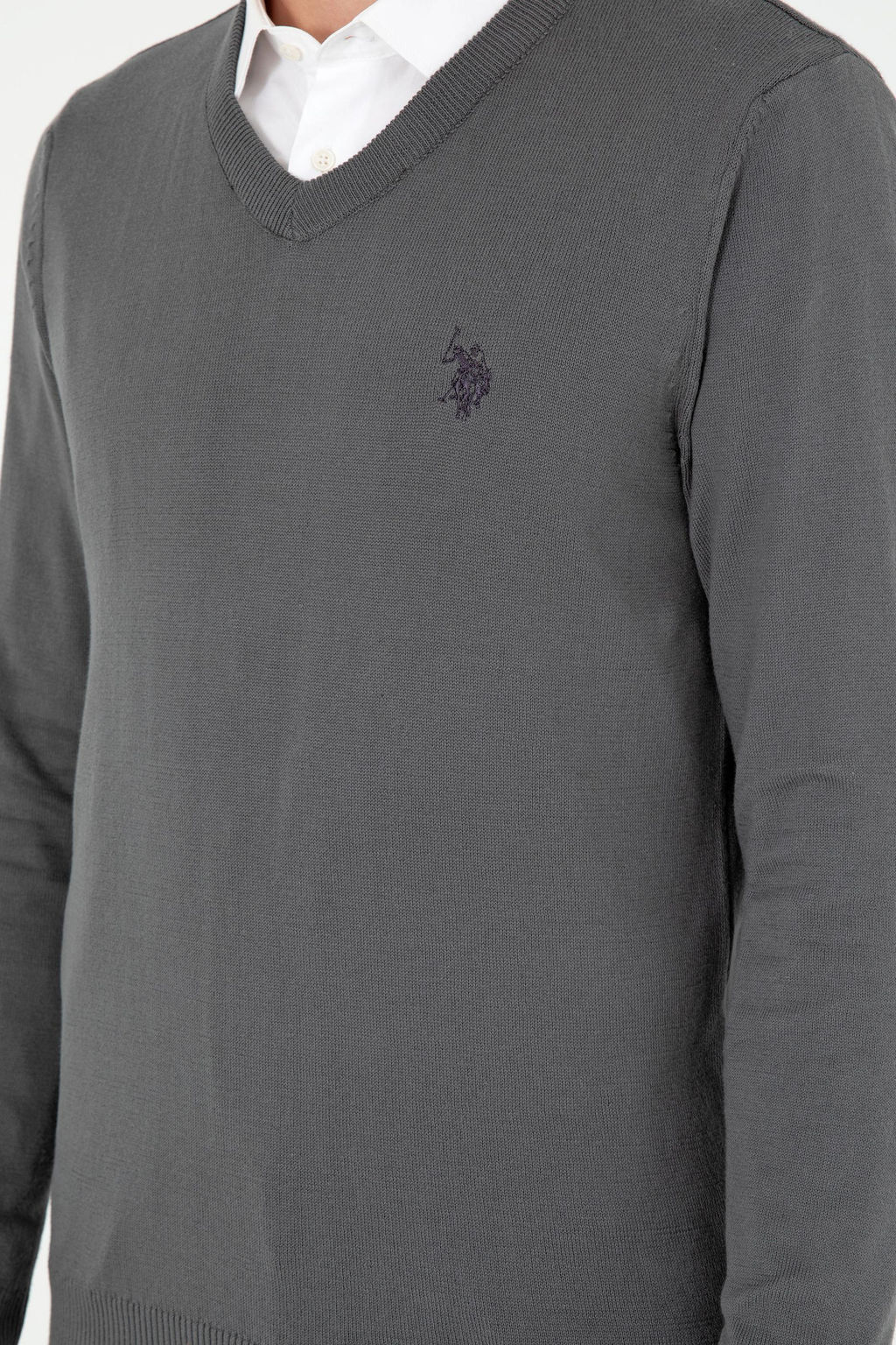 Мужской базовый свитер антрацитового цвета - U.s. polo assn фото 7