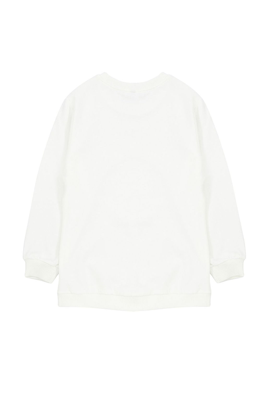 Ekru Erkek Cocuk Mevsimlik-Ince Dinozor Desenli Bisiklet Yaka Orme Sweatshirt TKDAW25SW00005