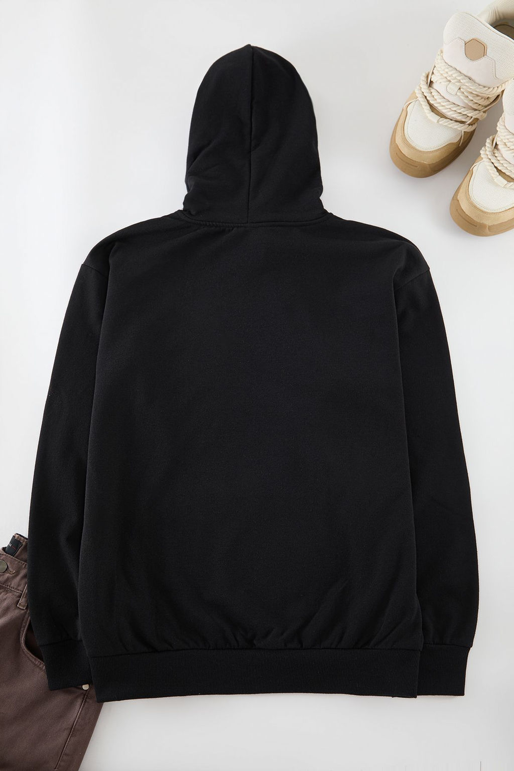 TRENDYOL MAN Siyah Oversize/Genis Kesim Aslan Nak?sl? Ici Polarl? Kapusonlu Sweatshirt TMNAW25SW00165 - Trendyolmilla фото 9