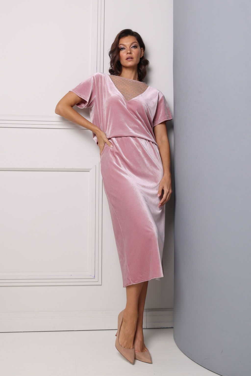 Топ из бархата с декоративной вставкой - Looklikecat фото 4